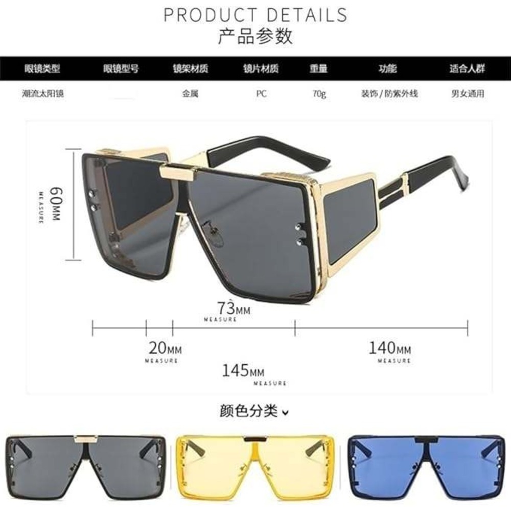 Sunglasses Gold Frame Green Gradient Lens Oversized Fashion Luxury Party Shades - Picture 13 of 13